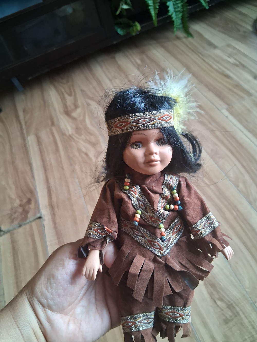Brown Native-Style Kids Doll with Beaded Accessories